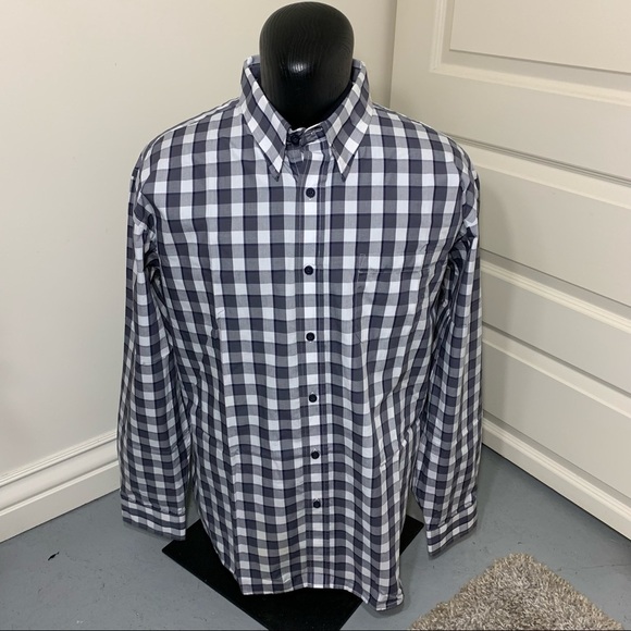 HAGGAR Minimalist Black White Check Casual Button Down Shirt Relax Fit Size 2XL - Picture 4 of 9